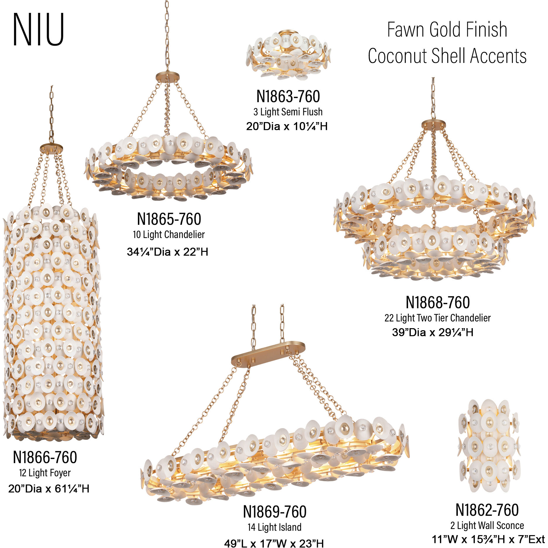 Metropolitan N1868-760 Niu 22 Light 39 inch Coconut Shell